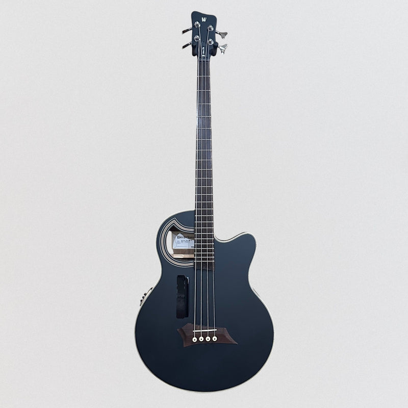 Warwick RockBass Alien Deluxe Thinline Hybrid 4 String Acoustic Electric Bass Guitar -Black