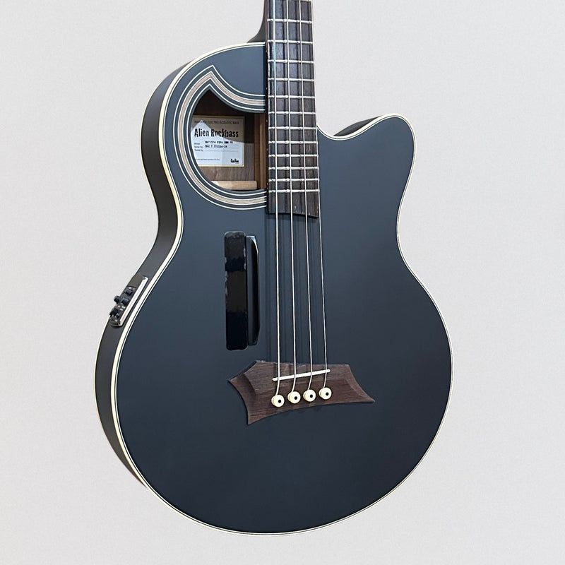Warwick RockBass Alien Deluxe Thinline Hybrid 4 String Acoustic Electric Bass Guitar -Black