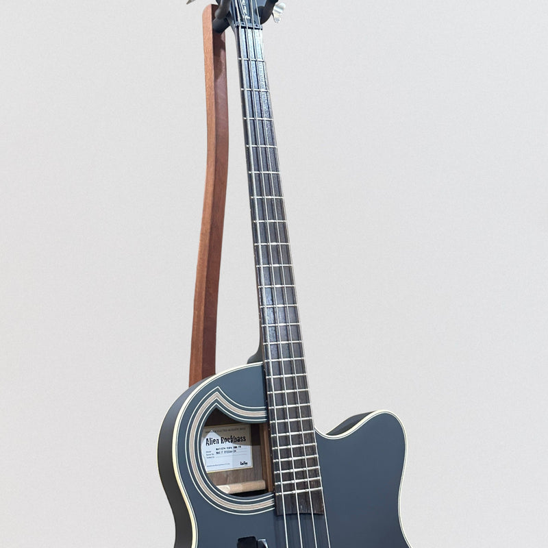Warwick RockBass Alien Deluxe Thinline Hybrid 4 String Acoustic Electric Bass Guitar -Black
