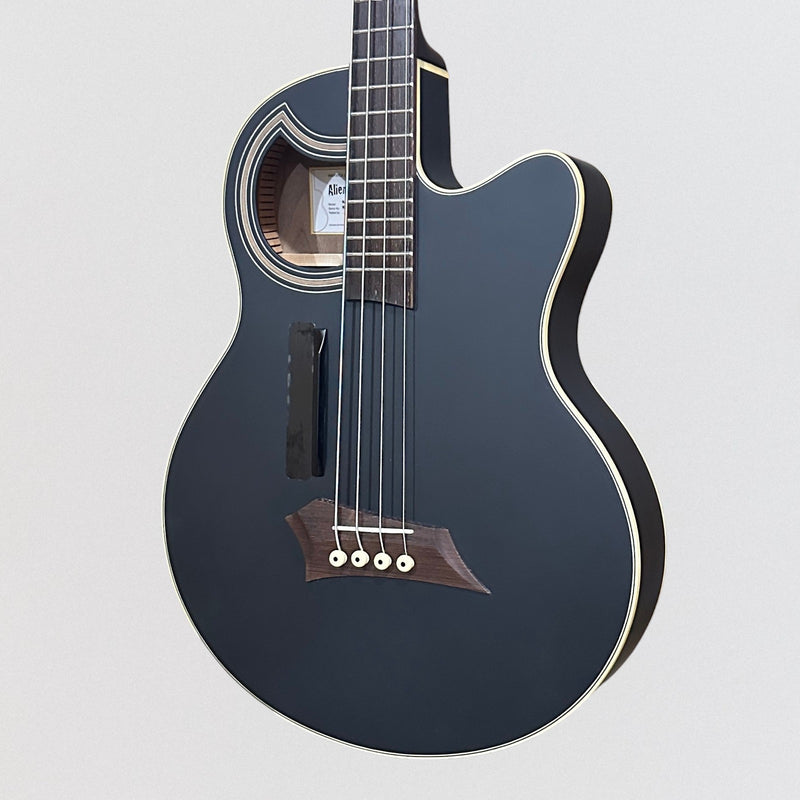 Warwick RockBass Alien Deluxe Thinline Hybrid 4 String Acoustic Electric Bass Guitar -Black