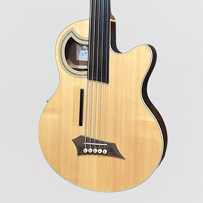 Warwick RockBass Alien Deluxe Thinline Hybrid 5 String Fretless Acoustic Electric Bass Guitar - Natural