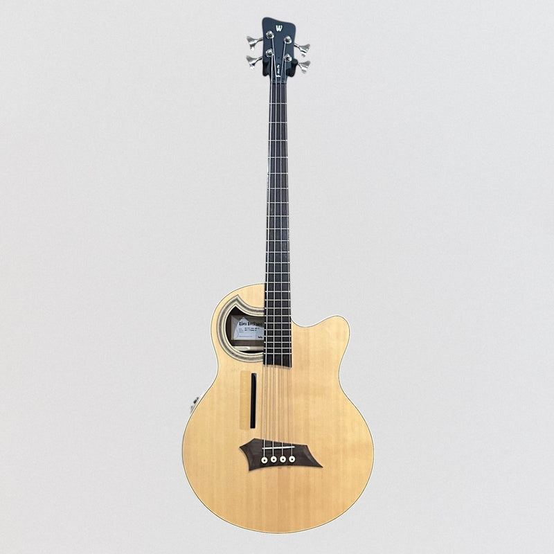 Warwick RockBass Alien Deluxe Hybrid Thinline 4 String Acoustic Electric Bass Guitar - Natural