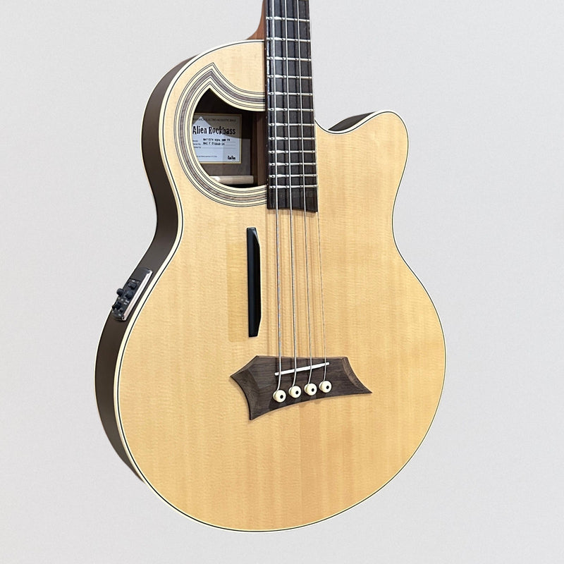Warwick RockBass Alien Deluxe Hybrid Thinline 4 String Acoustic Electric Bass Guitar - Natural