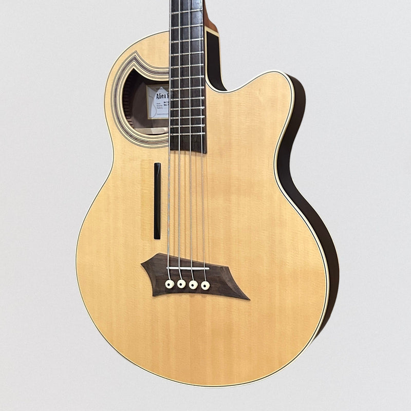 Warwick RockBass Alien Deluxe Hybrid Thinline 4 String Acoustic Electric Bass Guitar - Natural