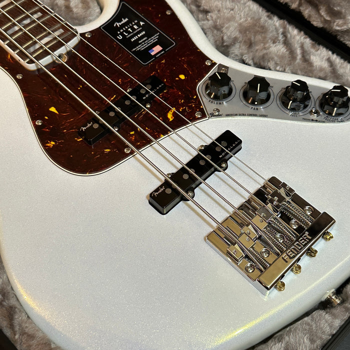 Fender American Ultra Jazz Bass 4-String USA Electric Bass Guitar - Arctic Pearl