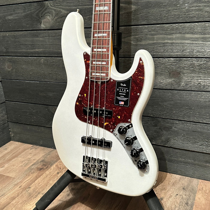 Fender American Ultra Jazz Bass 4-String USA Electric Bass Guitar - Arctic Pearl