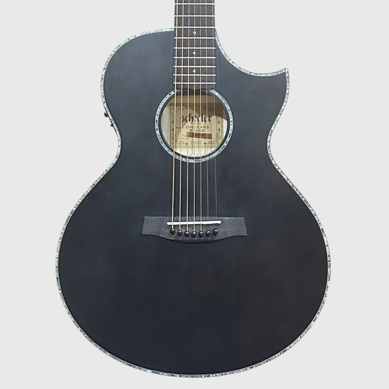 Schecter Orleans Stage 7 String Acoustic Electric Guitar - Black