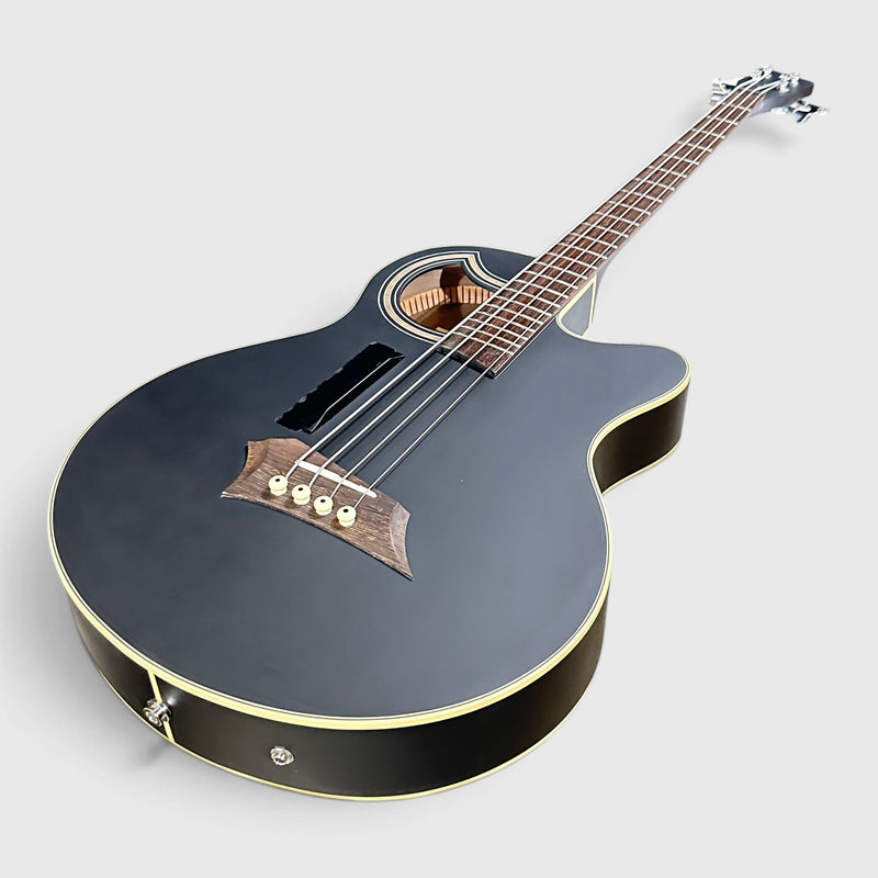Warwick RockBass Alien Deluxe Thinline Hybrid 4 String Acoustic Electric Bass Guitar - Black