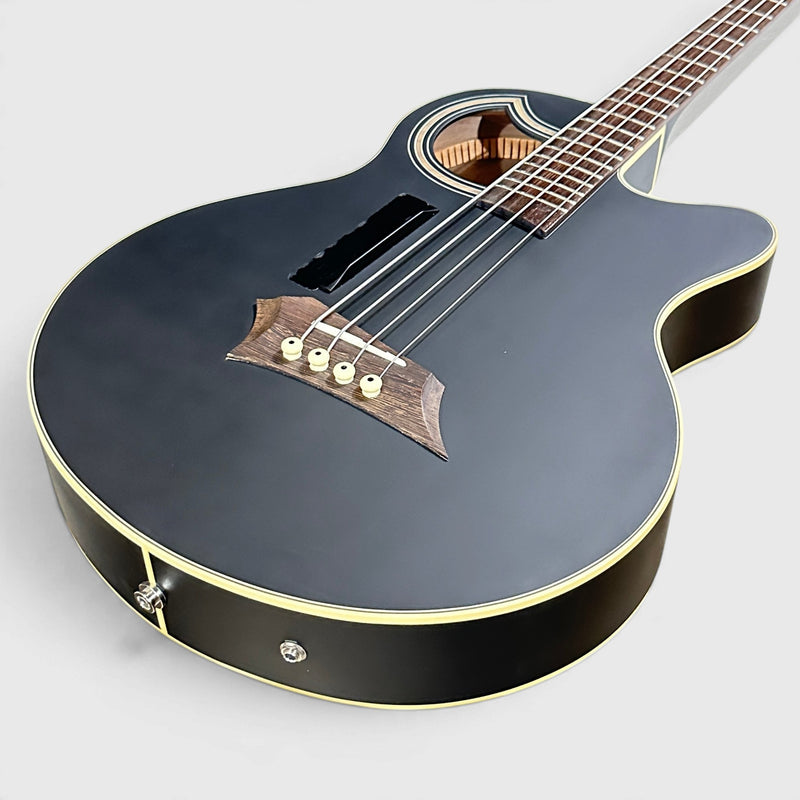 Warwick RockBass Alien Deluxe Thinline Hybrid 4 String Acoustic Electric Bass Guitar - Black
