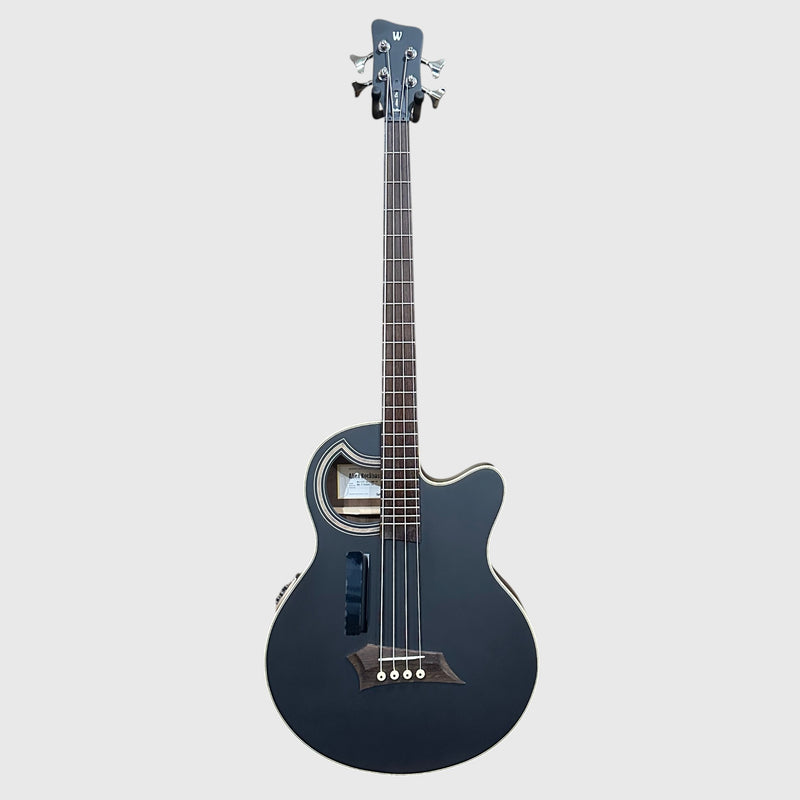 Warwick RockBass Alien Deluxe Thinline Hybrid 4 String Acoustic Electric Bass Guitar - Black