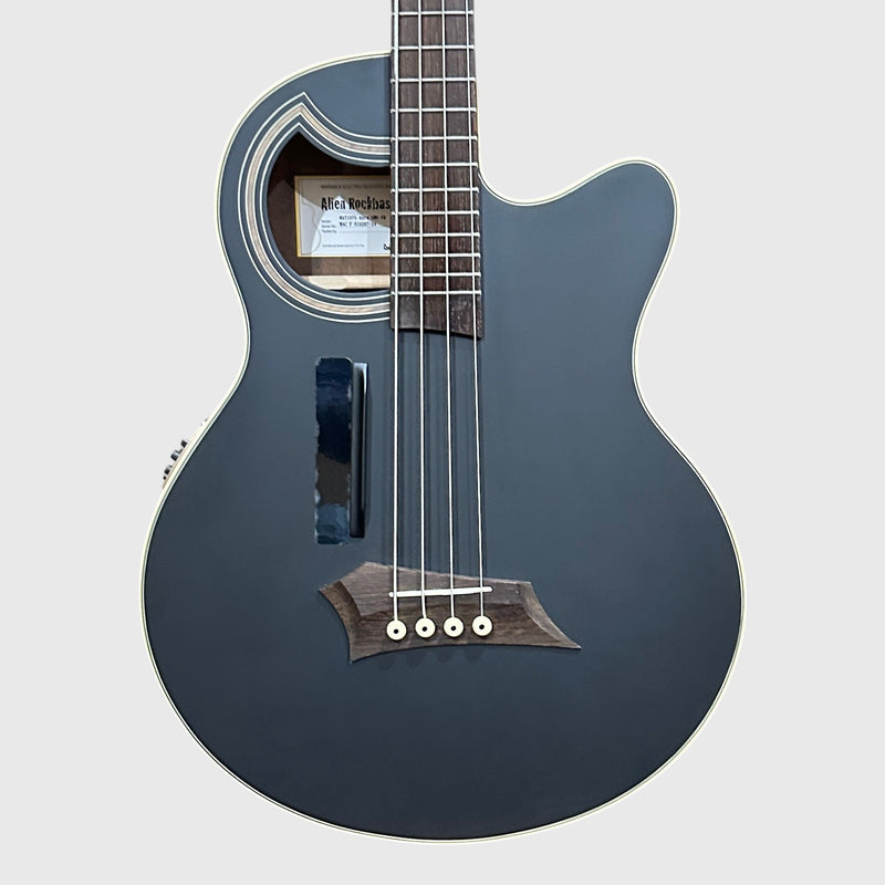 Warwick RockBass Alien Deluxe Thinline Hybrid 4 String Acoustic Electric Bass Guitar - Black