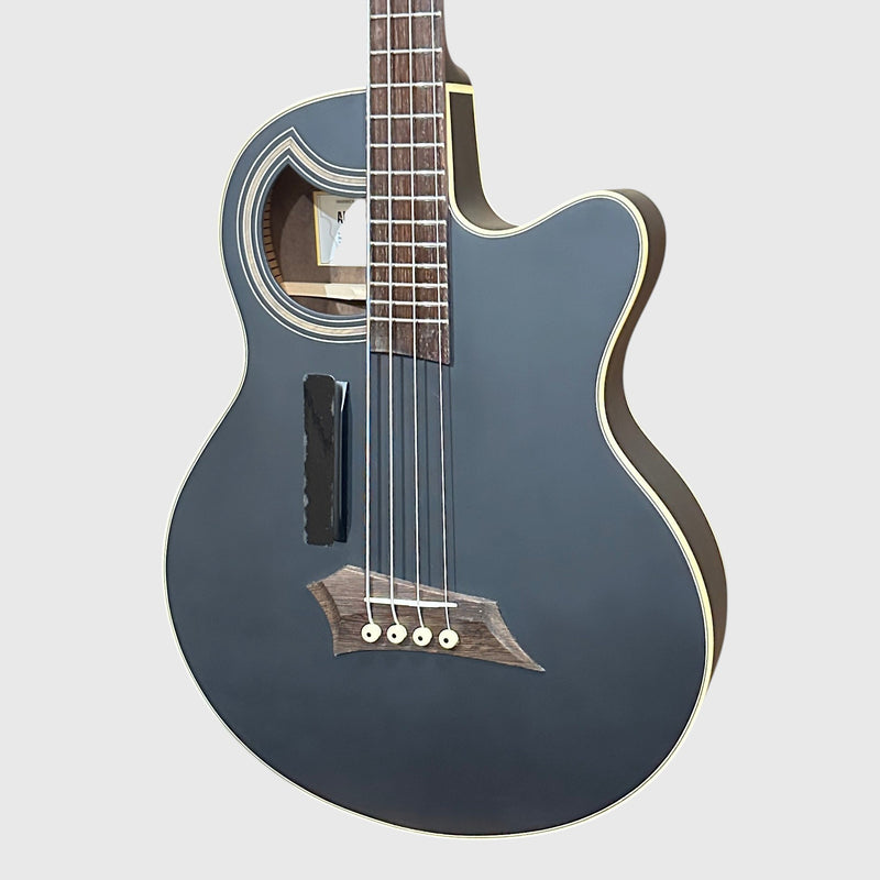 Warwick RockBass Alien Deluxe Thinline Hybrid 4 String Acoustic Electric Bass Guitar - Black