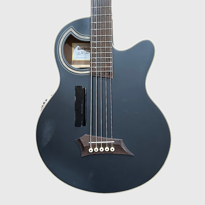 Warwick RockBass Alien Deluxe Thinline Hybrid 5 String Acoustic Electric Bass Guitar - Black