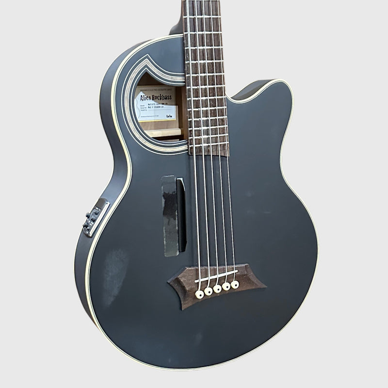 Warwick RockBass Alien Deluxe Thinline Hybrid 5 String Acoustic Electric Bass Guitar - Black