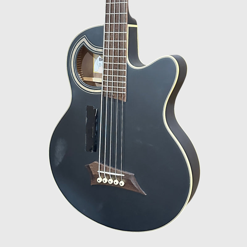 Warwick RockBass Alien Deluxe Thinline Hybrid 5 String Acoustic Electric Bass Guitar - Black