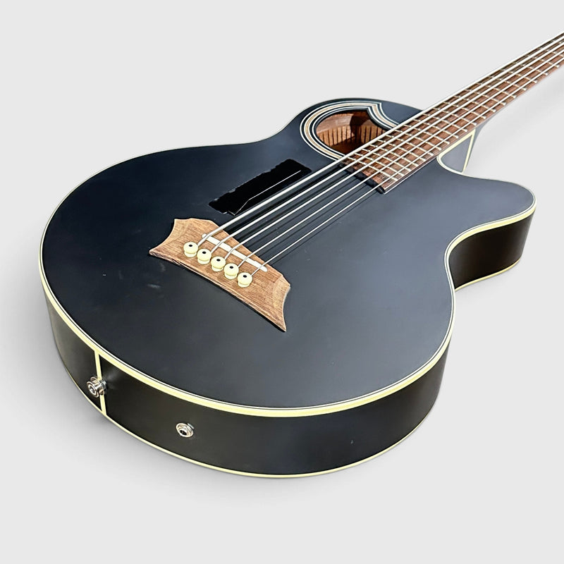 Warwick RockBass Alien Deluxe Thinline Hybrid 5 String Acoustic Electric Bass Guitar - Black