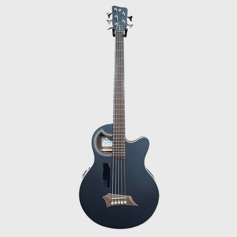 Warwick RockBass Alien Deluxe Thinline Hybrid 5 String Acoustic Electric Bass Guitar - Black