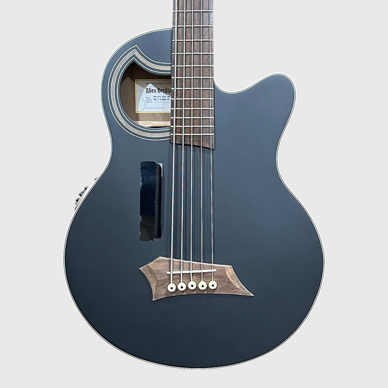 Warwick RockBass Alien Deluxe Thinline Hybrid 5 String Acoustic Electric Bass Guitar - Black