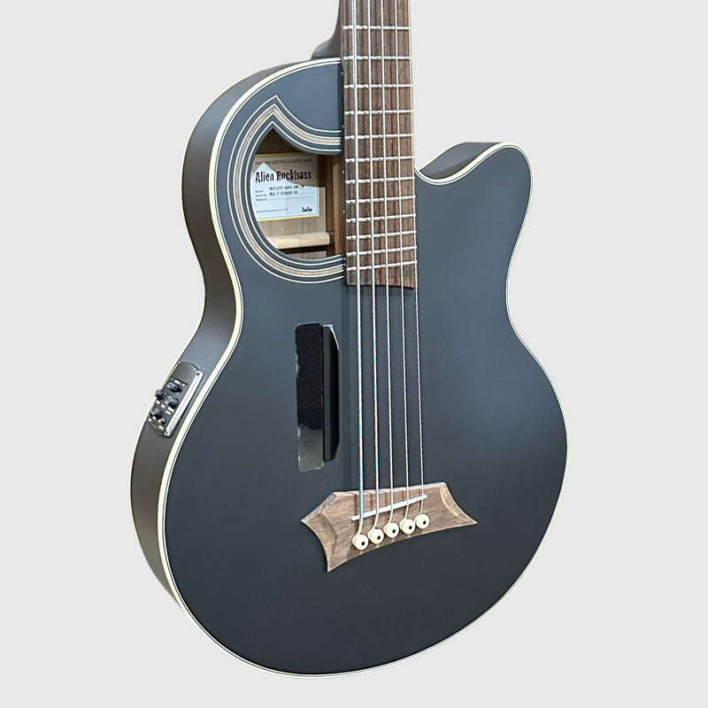 Warwick RockBass Alien Deluxe Thinline Hybrid 5 String Acoustic Electric Bass Guitar - Black