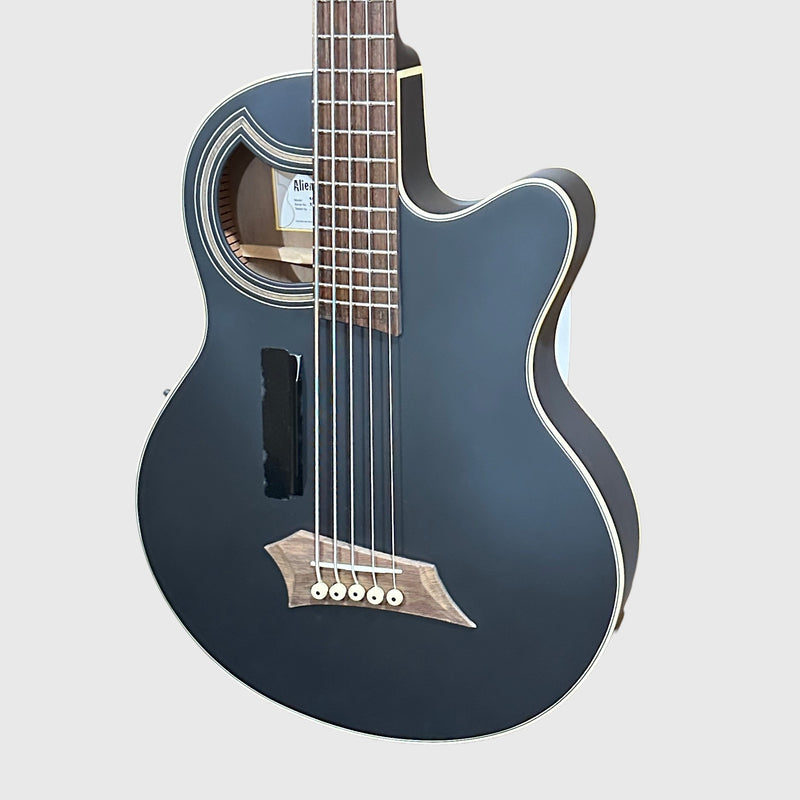 Warwick RockBass Alien Deluxe Thinline Hybrid 5 String Acoustic Electric Bass Guitar - Black