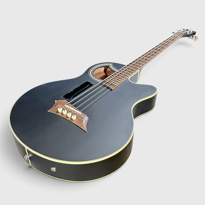 Warwick RockBass Alien Deluxe Thinline Hybrid 4 String Acoustic Electric Bass Guitar - Black