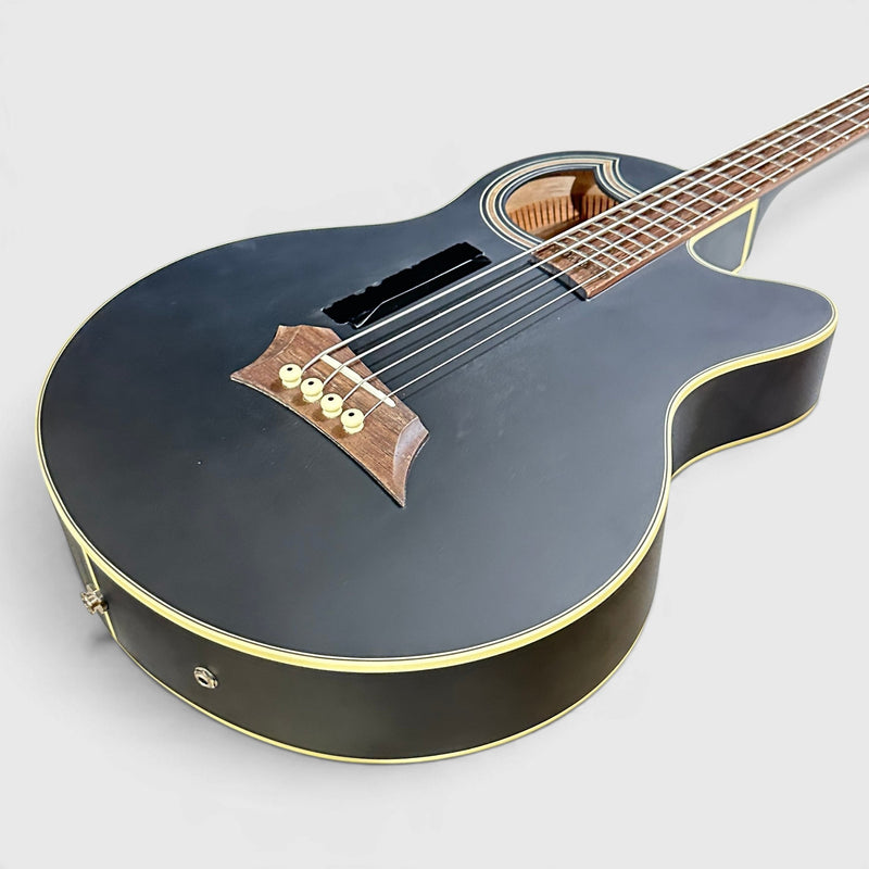 Warwick RockBass Alien Deluxe Thinline Hybrid 4 String Acoustic Electric Bass Guitar - Black