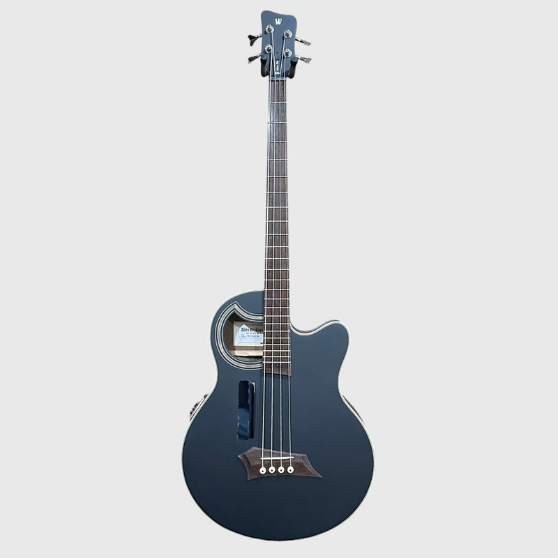 Warwick RockBass Alien Deluxe Thinline Hybrid 4 String Acoustic Electric Bass Guitar - Black