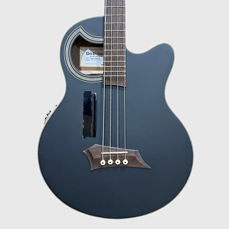 Warwick RockBass Alien Deluxe Thinline Hybrid 4 String Acoustic Electric Bass Guitar - Black