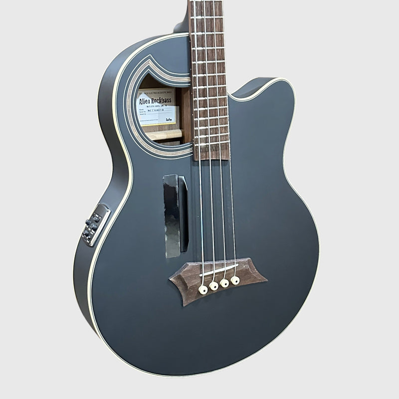 Warwick RockBass Alien Deluxe Thinline Hybrid 4 String Acoustic Electric Bass Guitar - Black