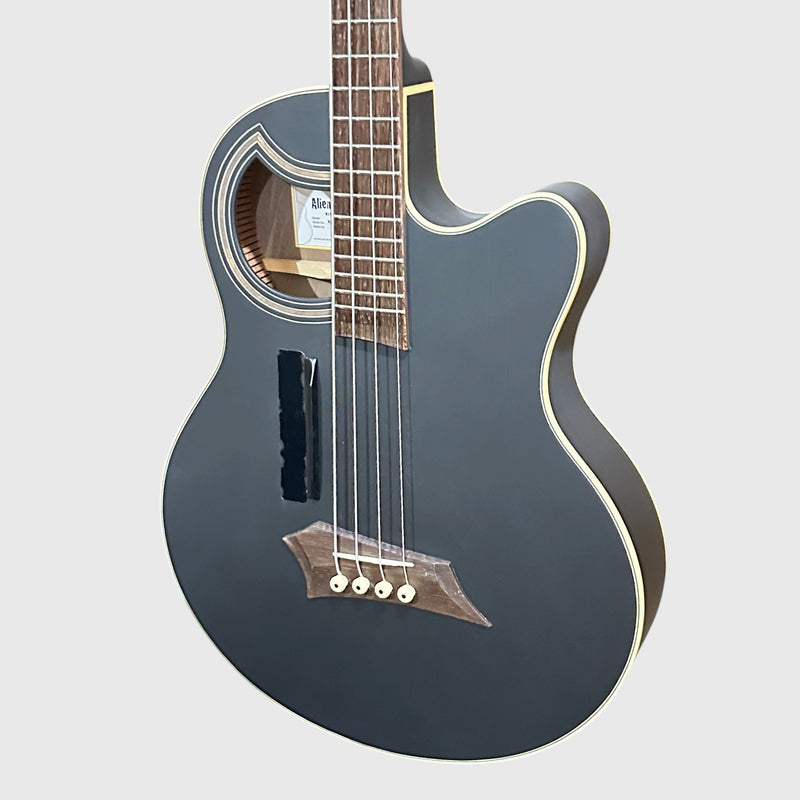 Warwick RockBass Alien Deluxe Thinline Hybrid 4 String Acoustic Electric Bass Guitar - Black