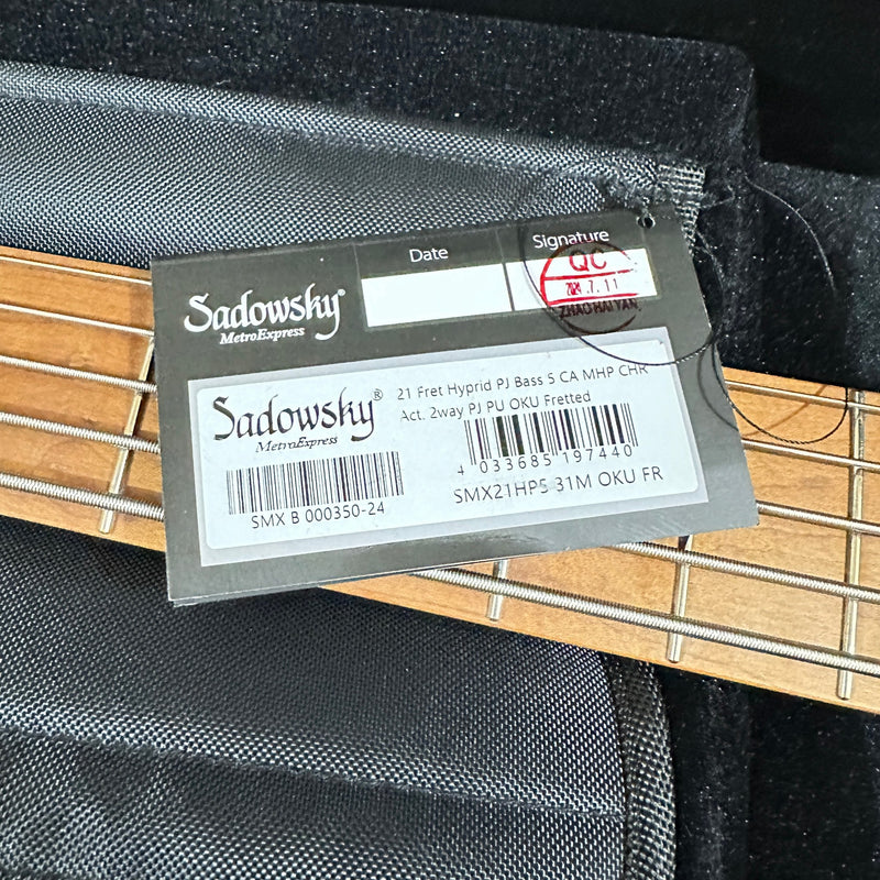 Sadowsky MetroExpress 21 Fret Hybrid PJ 5 String Maple Board Electric Bass Guitar - Candy Apple Red