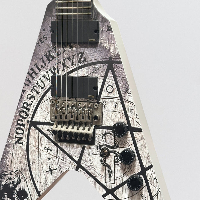 Schecter V-7 FR Randy Weitzel Ouija 7 String Electric Guitar - Satin White