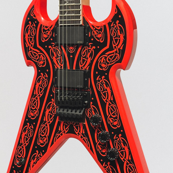 Wylde Audio Warhammer FR Norse Dragon Electric Guitar - Pinstripe Red