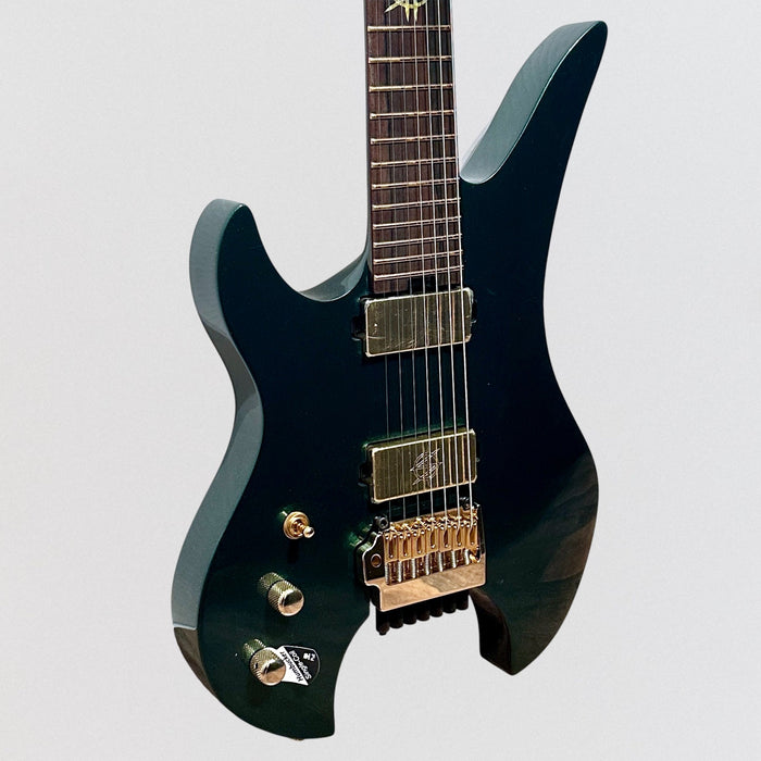 Schecter Synyster Gates Custom 7-String TR Headless Left Handed Electric Guitar - Oak Green Metallic
