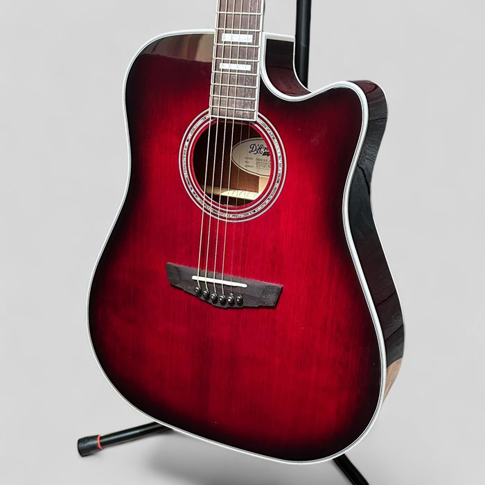 D'Angelico Premier Bowery Cutaway Dreadnought Acoustic-Electric Guitar - Trans Black Cherry Burst