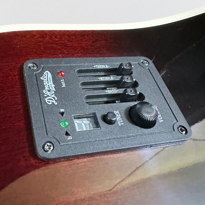 D'Angelico Premier Bowery Cutaway Dreadnought Acoustic-Electric Guitar - Trans Black Cherry Burst