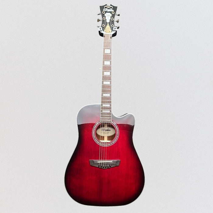 D'Angelico Premier Bowery Cutaway Dreadnought Acoustic-Electric Guitar - Trans Black Cherry Burst