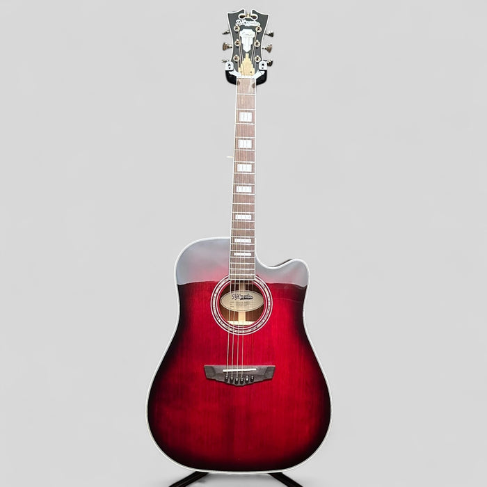 D'Angelico Premier Bowery Cutaway Dreadnought Acoustic-Electric Guitar - Trans Black Cherry Burst