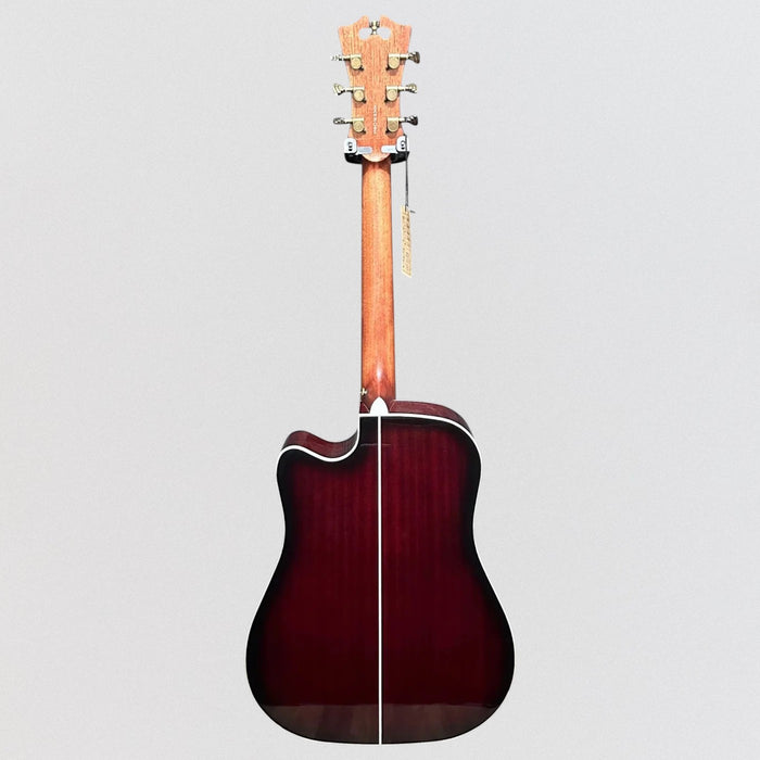D'Angelico Premier Bowery Cutaway Dreadnought Acoustic-Electric Guitar - Trans Black Cherry Burst