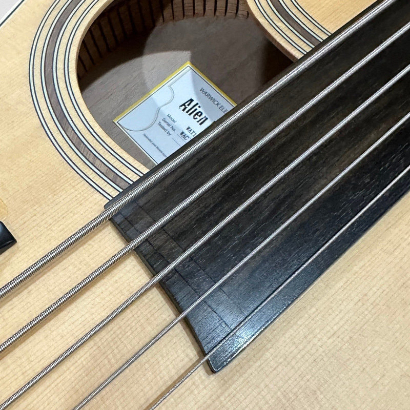 Warwick RockBass Alien Deluxe Thinline Hybrid 5 String Fretless Acoustic Electric Bass Guitar - Natural