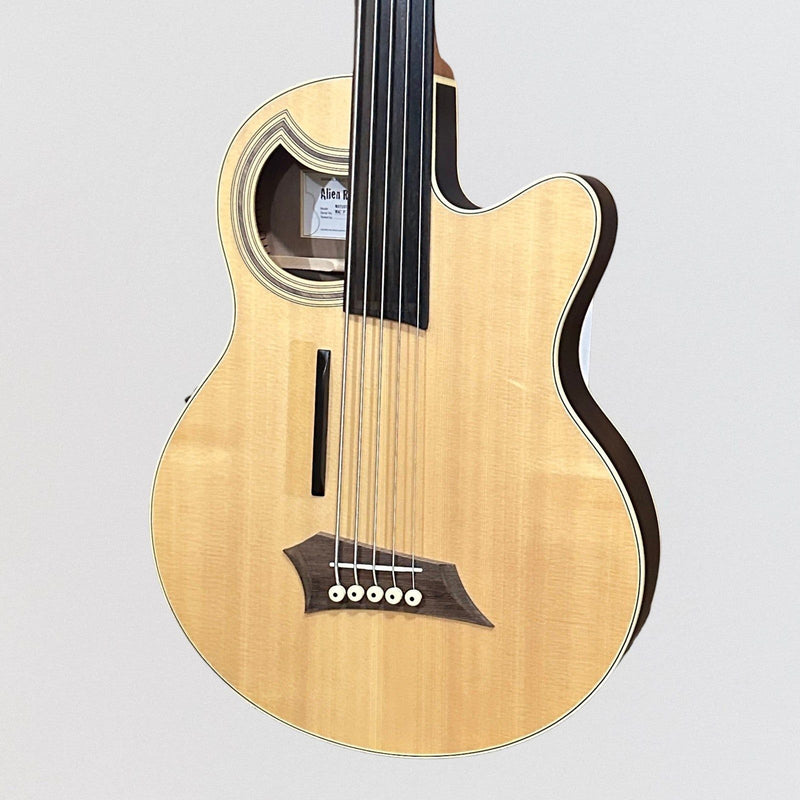 Warwick RockBass Alien Deluxe Thinline Hybrid 5 String Fretless Acoustic Electric Bass Guitar - Natural