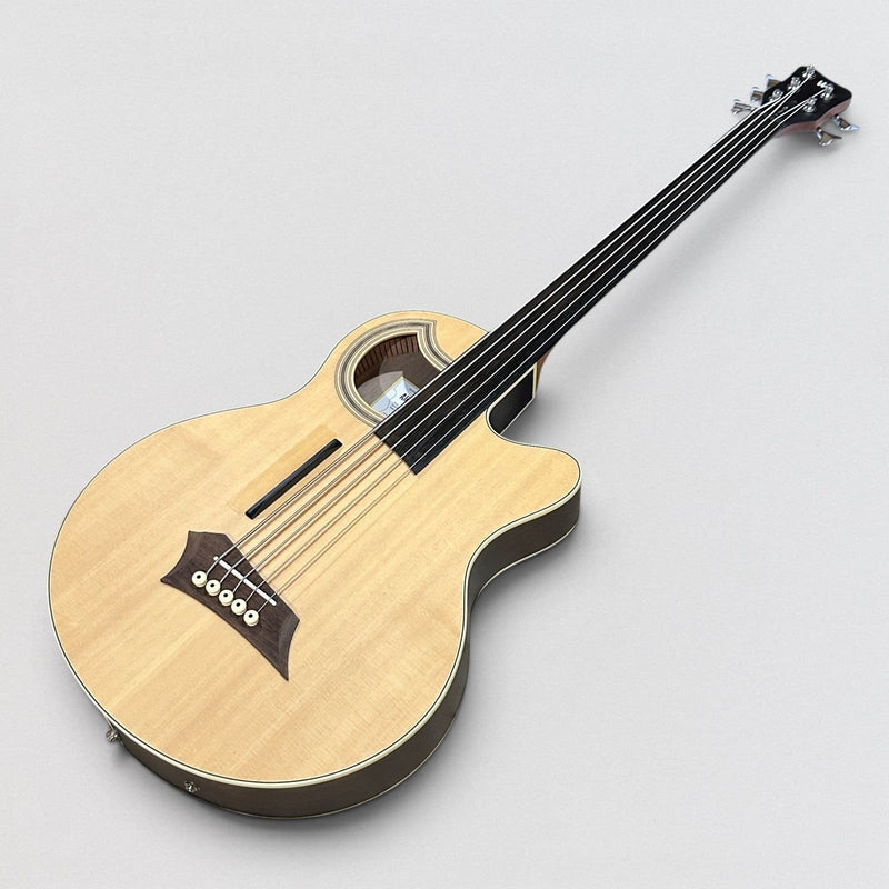 Warwick RockBass Alien Deluxe Thinline Hybrid 5 String Fretless Acoustic Electric Bass Guitar - Natural