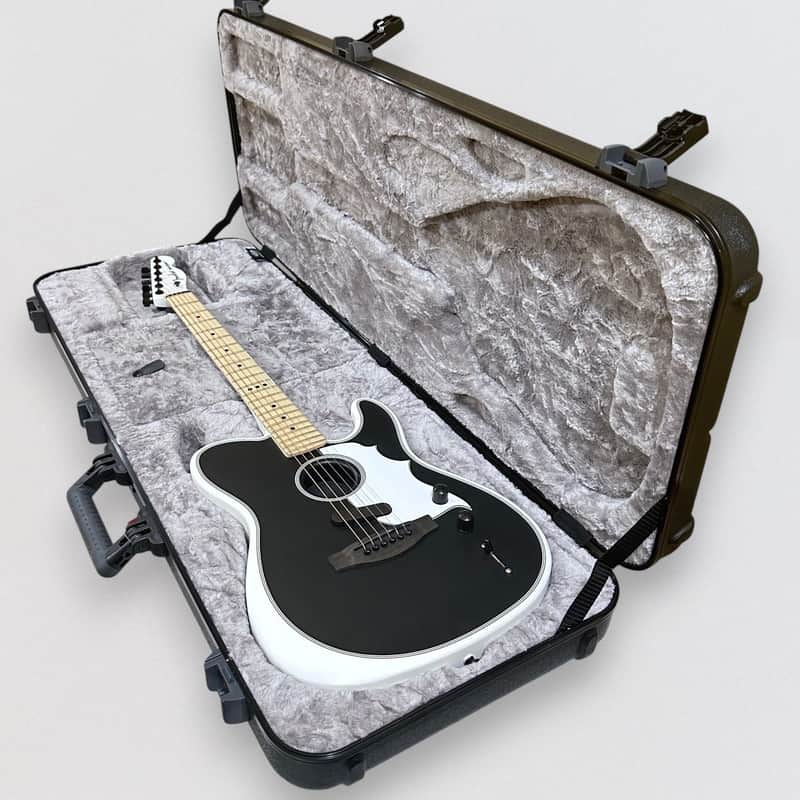 Fender Jack White Triplesonic Acoustasonic Telecaster Acoustic Electric Guitar - Satin Arctic White with Black Top