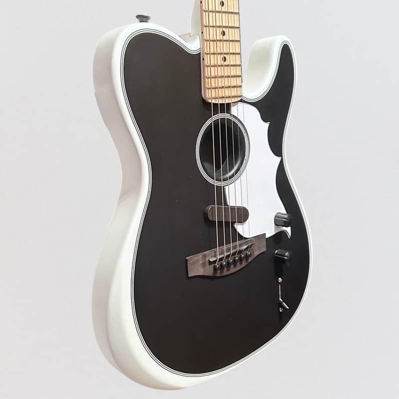 Fender Jack White Triplesonic Acoustasonic Telecaster Acoustic Electric Guitar - Satin Arctic White with Black Top
