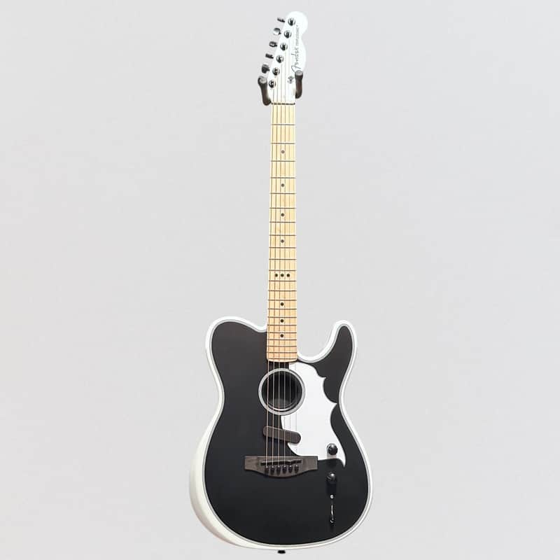 Fender Jack White Triplesonic Acoustasonic Telecaster Acoustic Electric Guitar - Satin Arctic White with Black Top