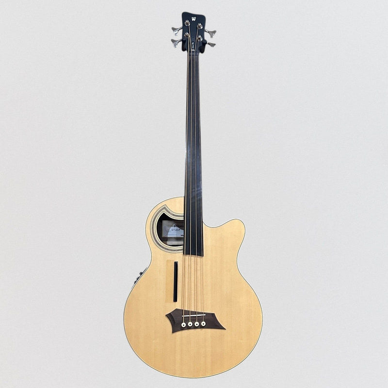 Warwick Rockbass Alien Deluxe 4 String Fretless Acoustic Electric Bass Guitar - Natural