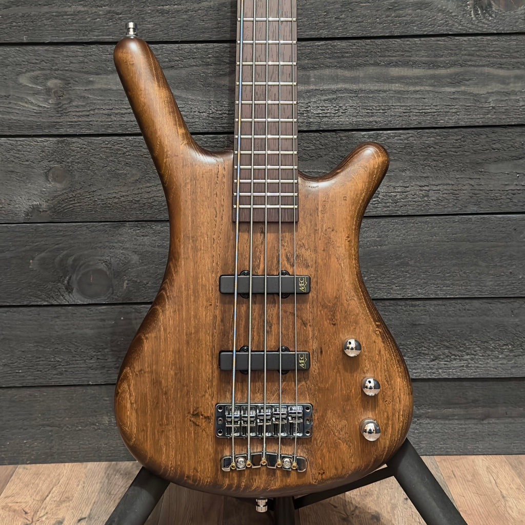 Warwick German Pro Series Corvette Standard Ash 5 String Active Satin  Electric Bass Guitar - Antique Tobacco Transparent